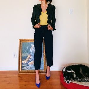 NWOT Rachel Zoe Black Leather Ruffle Jacket